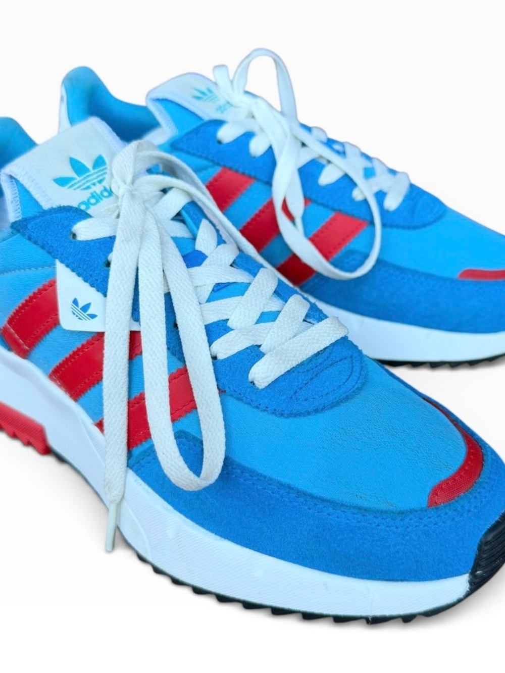 Women’s Blue and Red Retro-Style Adidas Sneakers